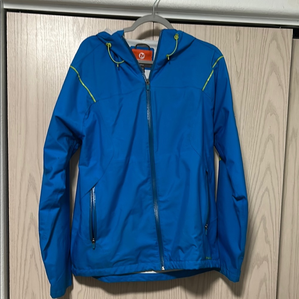 Merrell Blue Raincoat with Green Accents